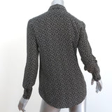 Saint Laurent Button-Up Blouse Black Arrow Print Silk Size 36 Long Sleeve Shirt