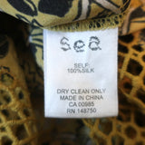 SEA Ruffled Midi Dress Yellow Crochet-Trim Floral Print Silk Size 6