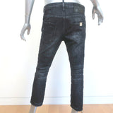 Dsquared2 Cool Girl Cropped Jeans Black Distressed Stretch Denim Size 40