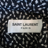 Saint Laurent Button-Up Blouse Black Arrow Print Silk Size 36 Long Sleeve Shirt