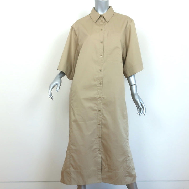 Tibi Eco Poplin Short Sleeve Shirtdress Clay Size Medium Midi Dress NEW