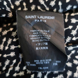 Saint Laurent Button-Up Blouse Black Arrow Print Silk Size 36 Long Sleeve Shirt