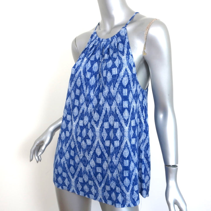 Joie Tank Top Tabo Deep Indigo Blue Ikat Print Jersey Size Small NEW