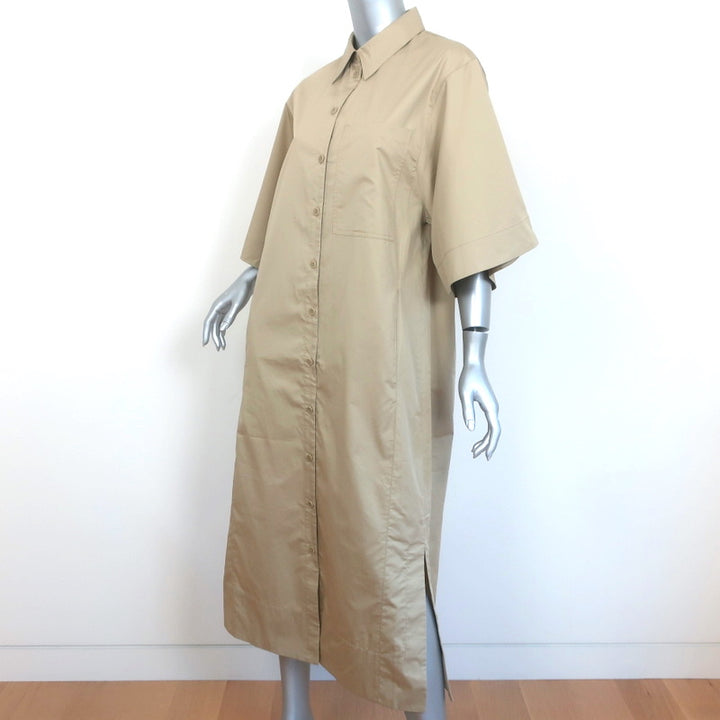 Tibi Eco Poplin Short Sleeve Shirtdress Clay Size Medium Midi Dress NEW
