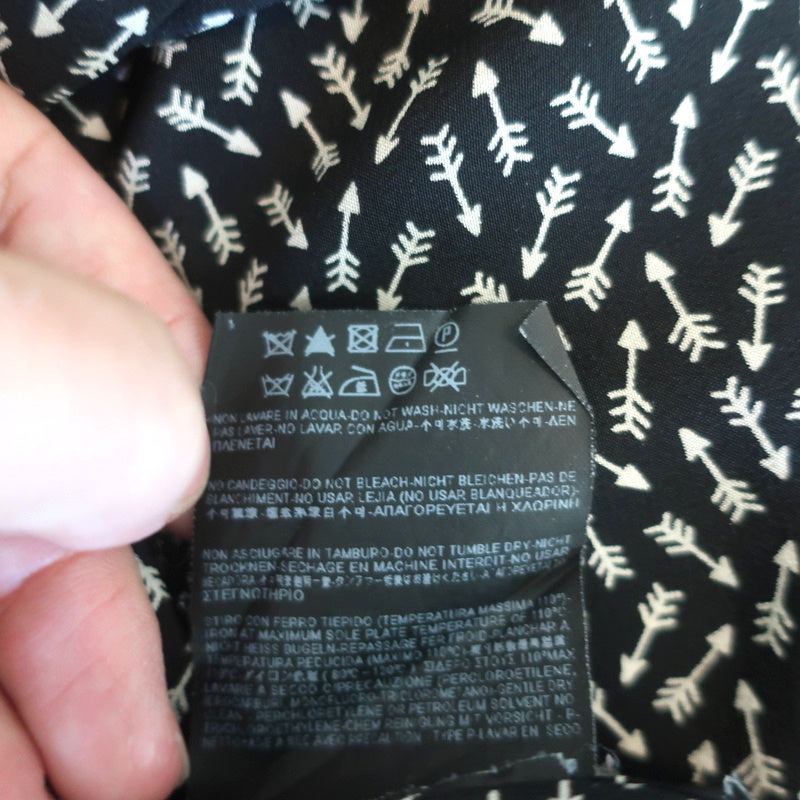 Saint Laurent Button-Up Blouse Black Arrow Print Silk Size 36 Long Sleeve Shirt