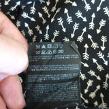 Saint Laurent Button-Up Blouse Black Arrow Print Silk Size 36 Long Sleeve Shirt