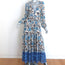 MISA Open-Back Maxi Dress Anahita Cream/Blue Floral Print Chiffon Size Small NEW