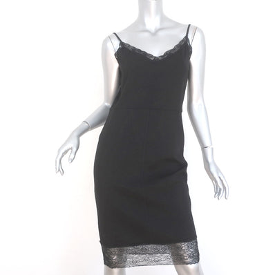 Sanctuary Slip Dress Black Lace-Trimmed Stretch Ponte Size Large NEW