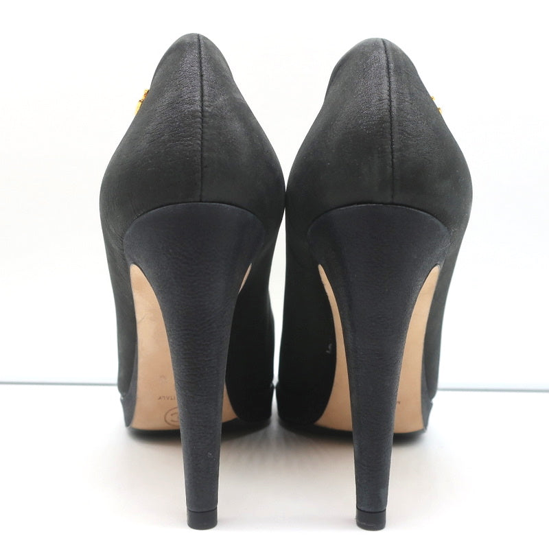 Chanel 15C Metallic Cap Toe Platform Pumps Black/Gold Buffalo Leather Size 38