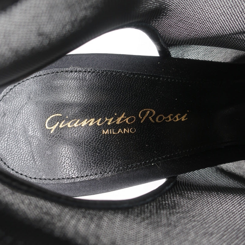 Gianvito Rossi Peep Toe Slingback Booties Black Satin &amp; Organza Size 40 NEW