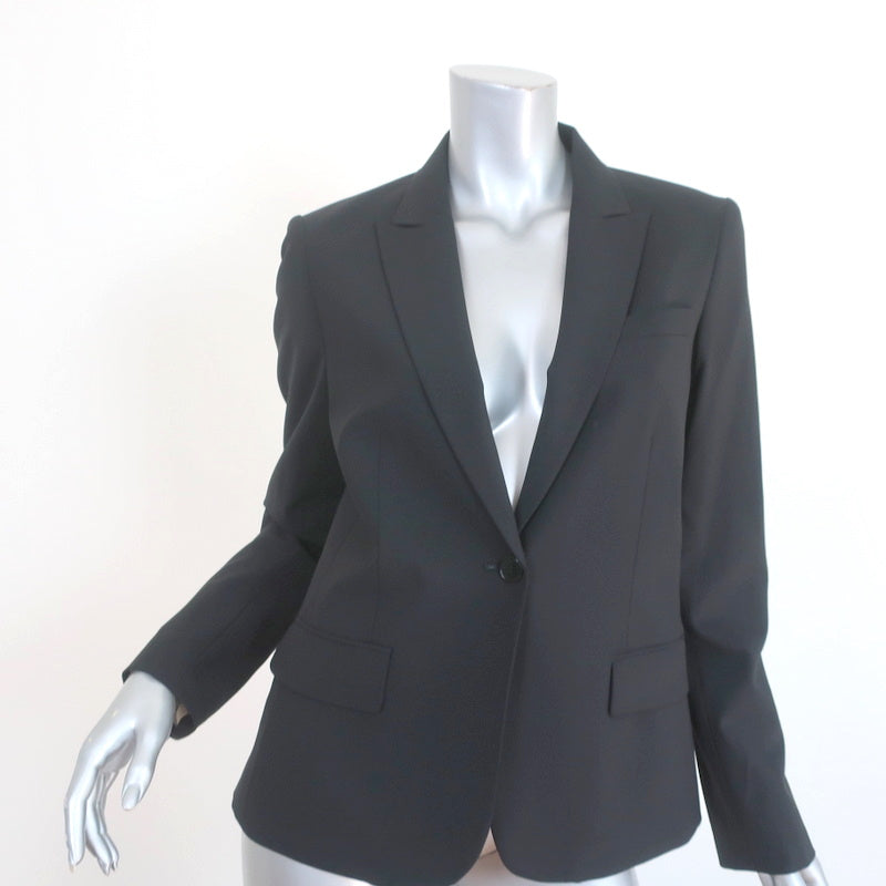 Theory Gabe Blazer Black Stretch Wool Size 6 One Button Jacket NEW