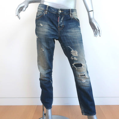 Dsquared2 Distressed Jeans Indigo Wash Cotton Size 42