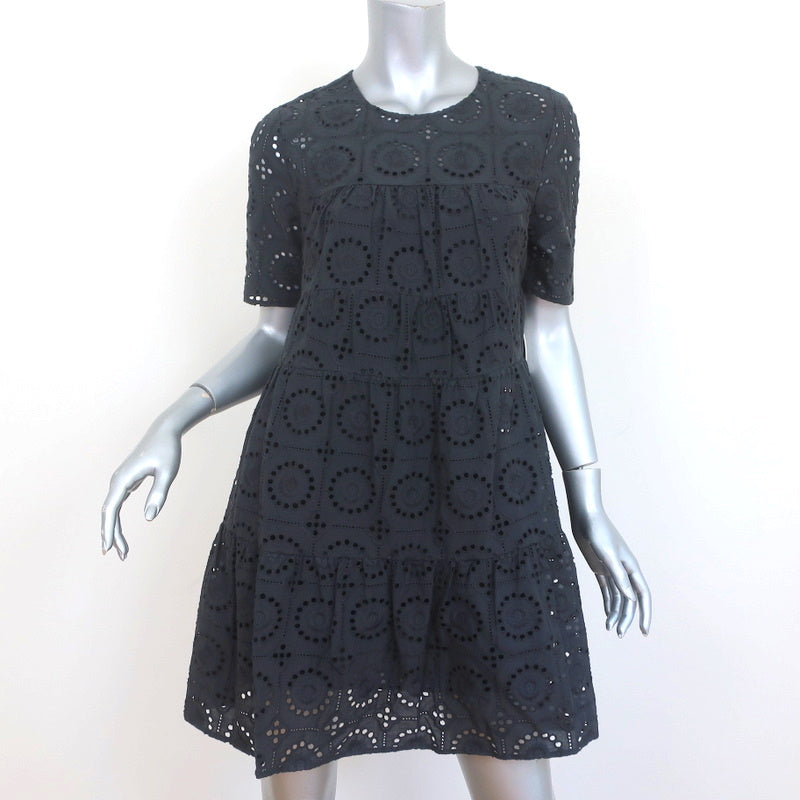 STAUD Hyacinth Mini Dress Black Embroidered Eyelet Size Small Short Sl Celebrity Owned STAUD Hyacinth Mini Dress Black Embroidered Eyelet Size Small Short Sl Celebrity Owned