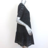 STAUD Hyacinth Mini Dress Black Embroidered Eyelet Size Small Short Sleeve NEW