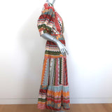 Carolina K Maxi Dress Tarahumara Multicolor Printed Cotton-Silk Size Medium NEW
