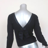 Valentino Open-Back Sweater Black Satin-Trimmed Knit Size Medium