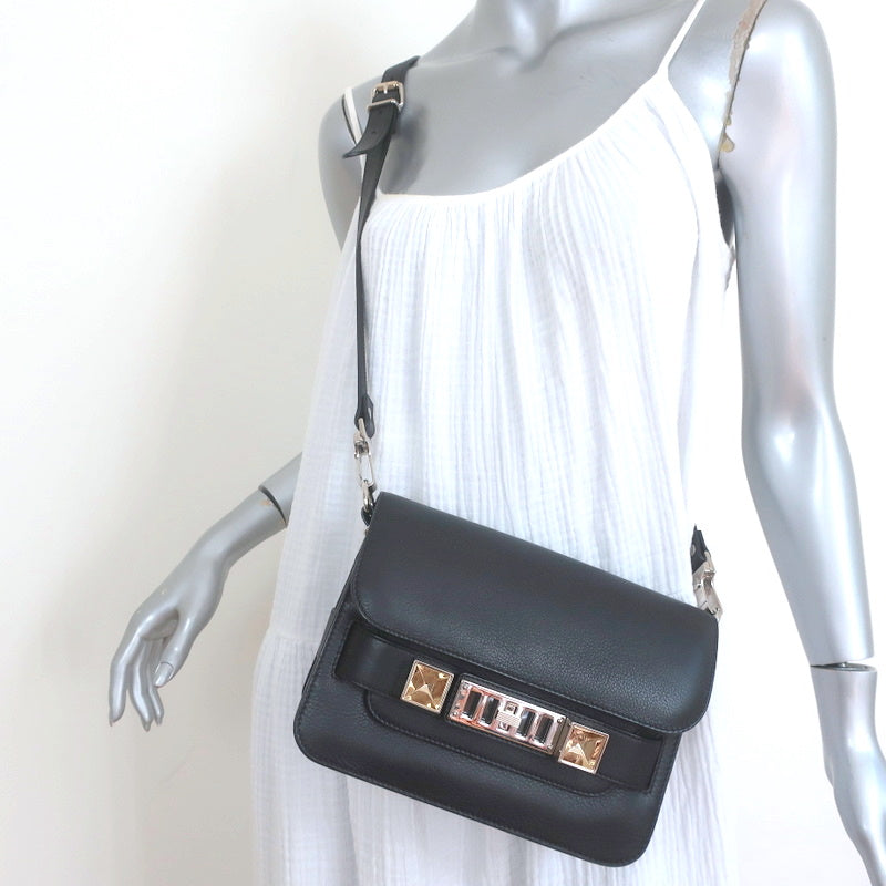 Proenza Schouler Black Leather Large PS1 Top Handle Bag Proenza