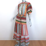 Carolina K Maxi Dress Tarahumara Multicolor Printed Cotton-Silk Size Medium NEW