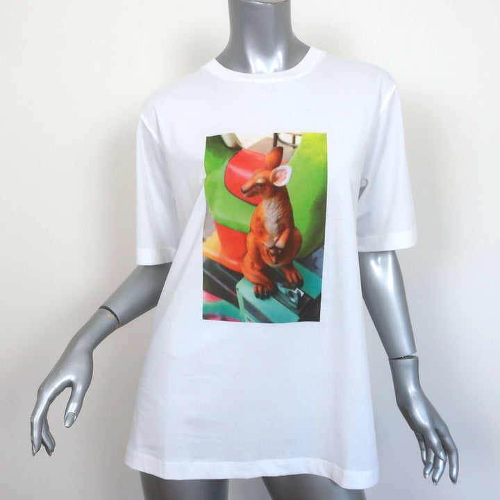 Tibi Kangaroo Series T-Shirt White Cotton Size Medium Short Sleeve Top NEW