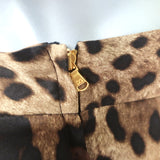 Dolce & Gabbana Leopard Print Pencil Skirt Brown Stretch Silk Satin Size 40