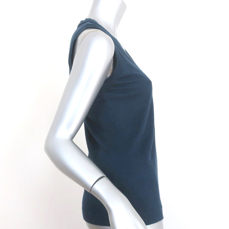 100% Capri V-Neck Tank Top Navy Linen Jersey Size Extra Extra Small