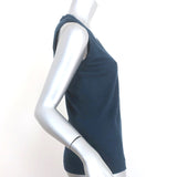 100% Capri V-Neck Tank Top Navy Linen Jersey Size Extra Extra Small