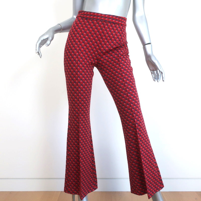 Rosetta Getty Cropped Flare Pants Red Geometric Jacquard Size Small NE –  Celebrity Owned