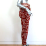 Veronica Beard Paperbag Pants Clerence Rust Floral Print Cotton Size 6 NEW