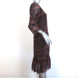 Ulla Johnson Ruched Mini Dress Aicha Brown Printed Silk Size 10 NEW