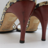 Dolce & Gabbana Double Strap Slide Sandals Brown Leather & Leopard Print Size 41