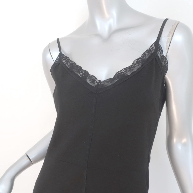 Sanctuary Slip Dress Black Lace-Trimmed Stretch Ponte Size Large NEW