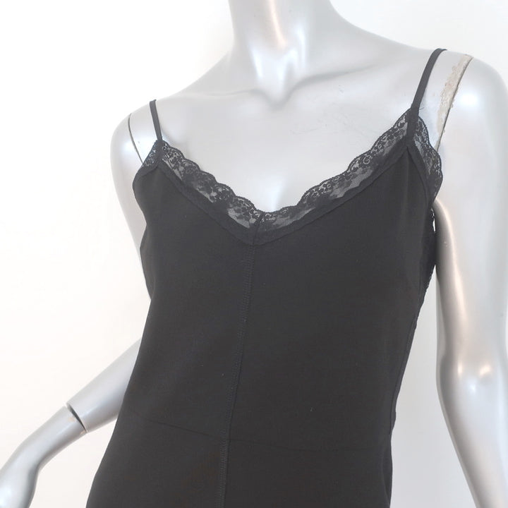 Sanctuary Slip Dress Black Lace-Trimmed Stretch Ponte Size Large NEW