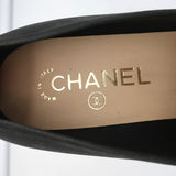 Chanel 15C Metallic Cap Toe Platform Pumps Black/Gold Buffalo Leather Size 38