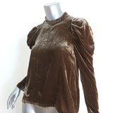 Ulla Johnson Puff Sleeve Blouse Giles Brown Velvet Size 0 Ruffle Neck Top