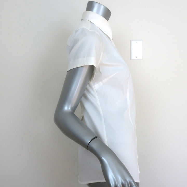 Dolce &amp; Gabbana Short Sleeve Collared Shirt White Stretch Cotton Size 44