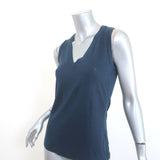 100% Capri V-Neck Tank Top Navy Linen Jersey Size Extra Extra Small