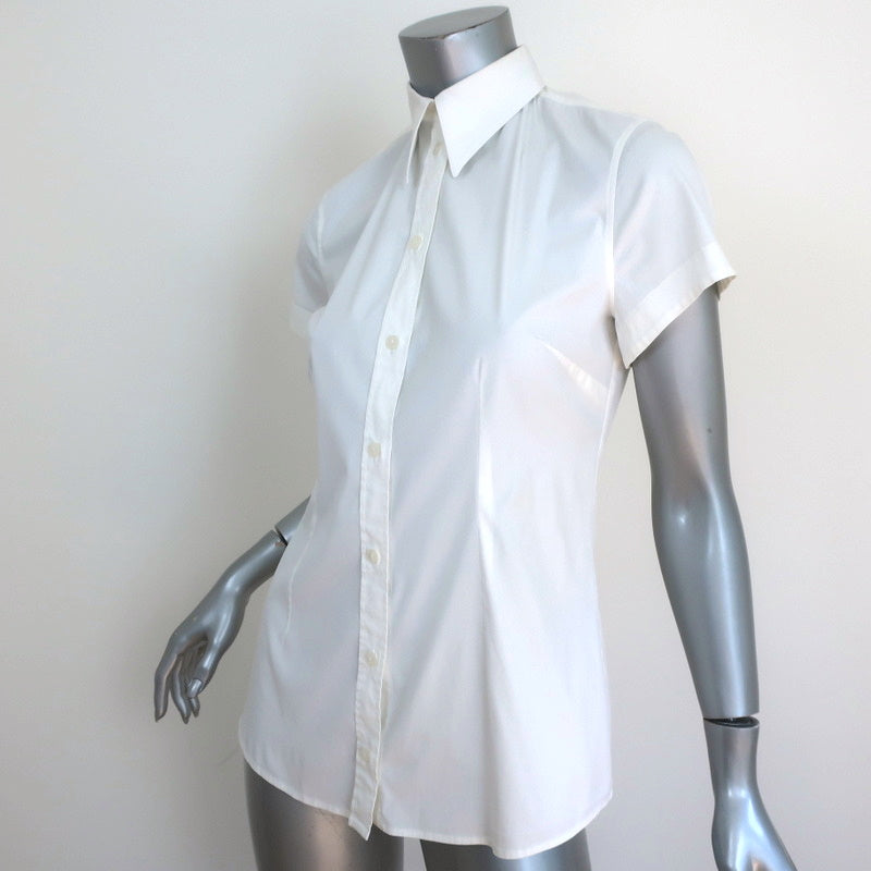 Dolce &amp; Gabbana Short Sleeve Collared Shirt White Stretch Cotton Size 44