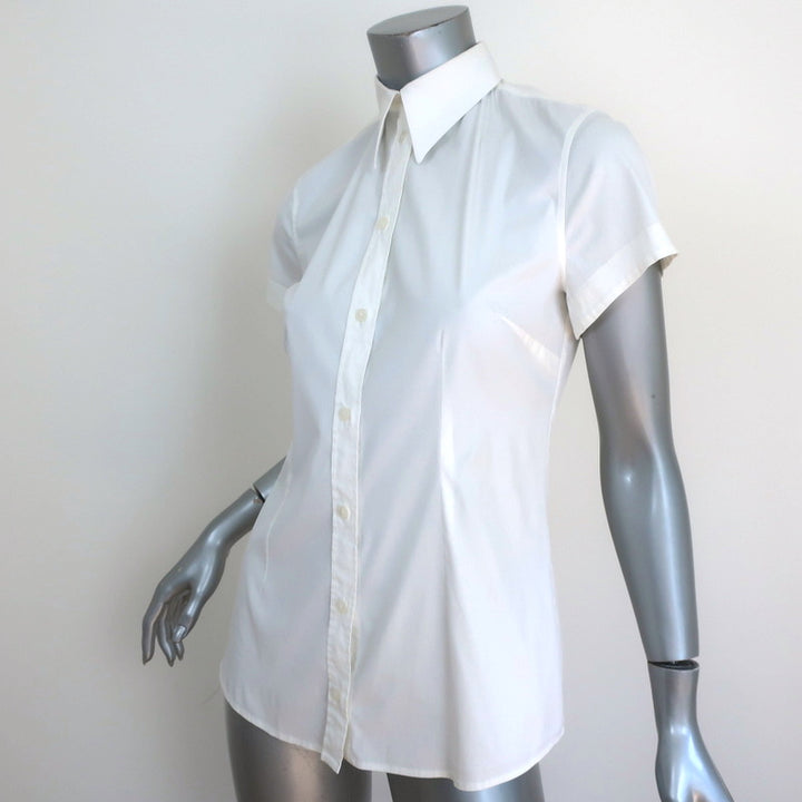Dolce &amp; Gabbana Short Sleeve Collared Shirt White Stretch Cotton Size 44