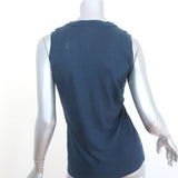 100% Capri V-Neck Tank Top Navy Linen Jersey Size Extra Extra Small