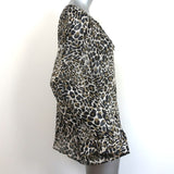 Nili Lotan Blouse Acadia Leopard Print Silk Size Extra Small Long Sleeve Top