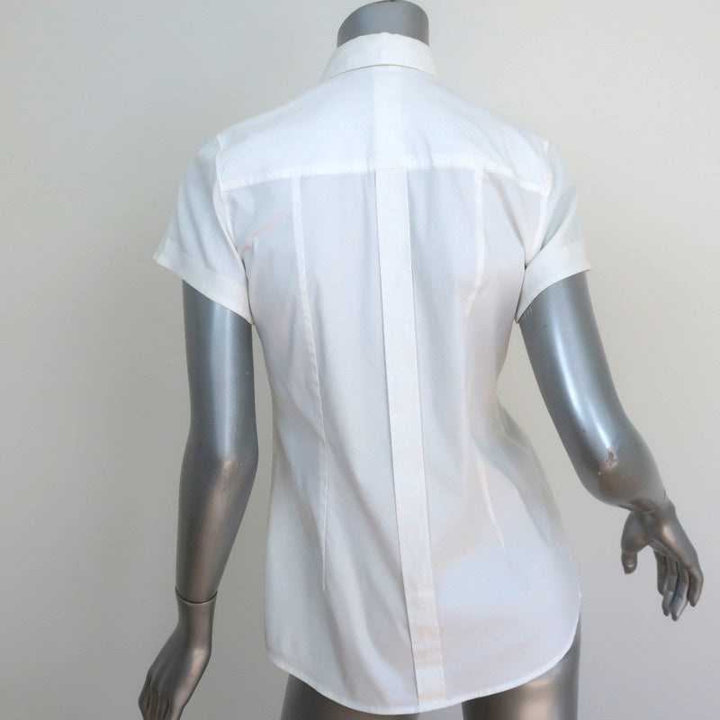 Dolce &amp; Gabbana Short Sleeve Collared Shirt White Stretch Cotton Size 44