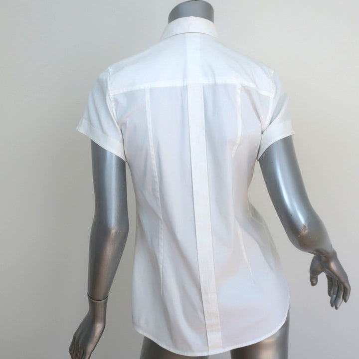 Dolce &amp; Gabbana Short Sleeve Collared Shirt White Stretch Cotton Size 44
