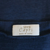 100% Capri V-Neck Tank Top Navy Linen Jersey Size Extra Extra Small