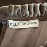 Ulla Johnson Puff Sleeve Blouse Giles Brown Velvet Size 0 Ruffle Neck Top