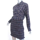Veronica Beard Smocked Mini Dress Melnar Navy Metallic Plaid Size 6 NEW