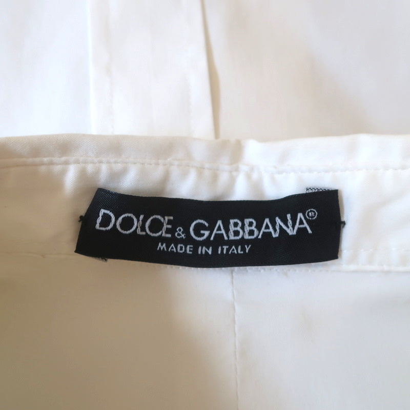 Dolce &amp; Gabbana Short Sleeve Collared Shirt White Stretch Cotton Size 44