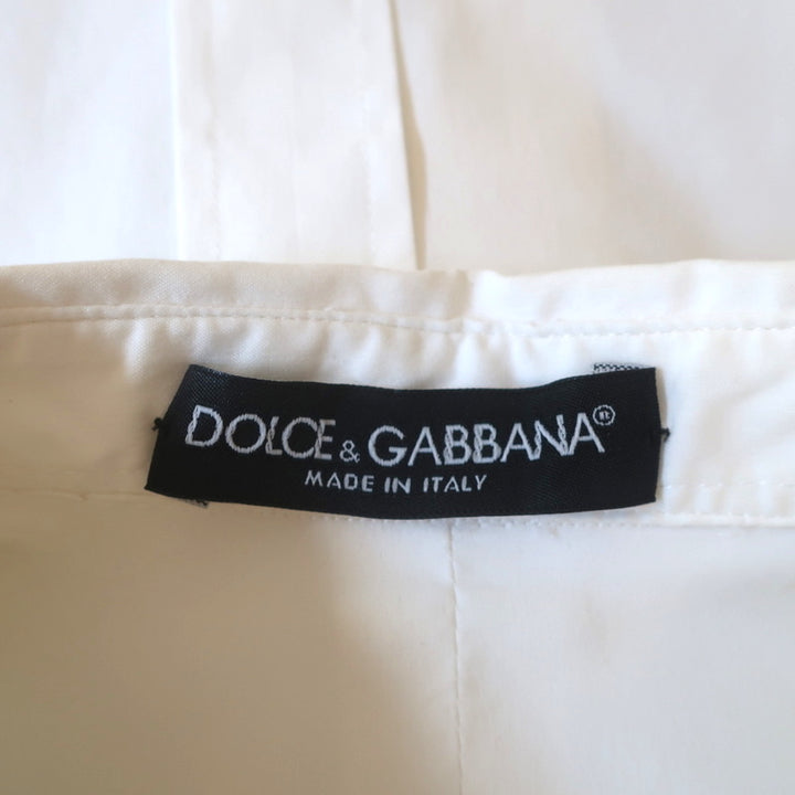 Dolce &amp; Gabbana Short Sleeve Collared Shirt White Stretch Cotton Size 44