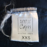 100% Capri V-Neck Tank Top Navy Linen Jersey Size Extra Extra Small