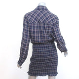 Veronica Beard Smocked Mini Dress Melnar Navy Metallic Plaid Size 6 NEW