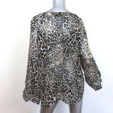 Nili Lotan Blouse Acadia Leopard Print Silk Size Extra Small Long Sleeve Top
